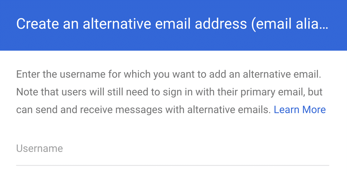 Criar nome de usuário para o novo alias do G-Suite