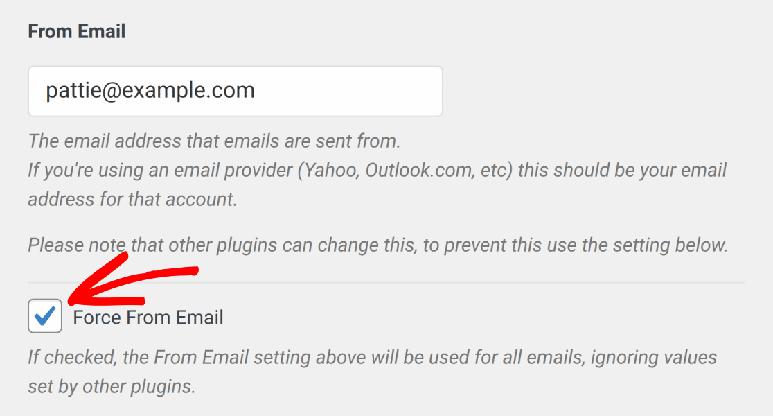 wp-mail-smtp-force-from-email - WP Mail SMTP A configuração Forçar de e-mail