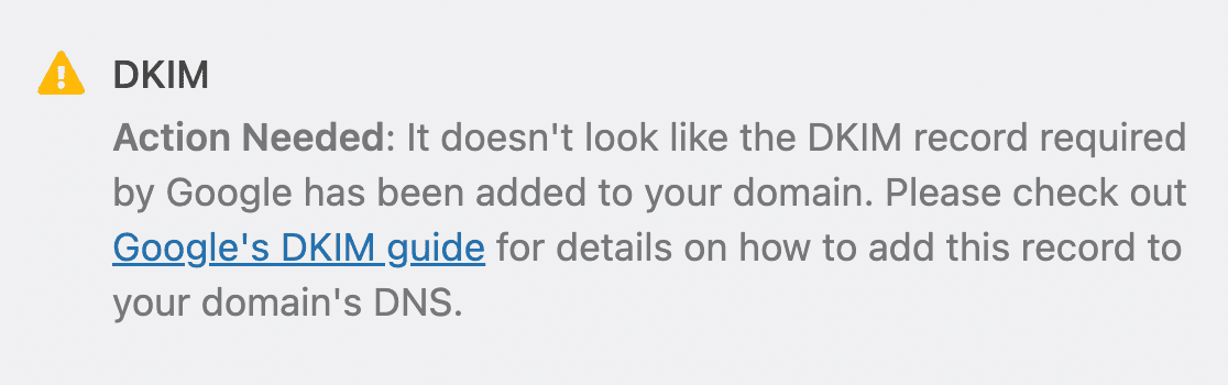 dkim-record-error - WP Mail SMTP dkim record error